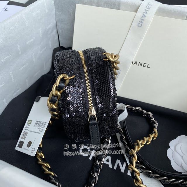 Chanel女包 香奈兒專櫃最新款亮片圓餅小挎包 Chanel大菱格粗鏈條女包 AP0945  djc4056